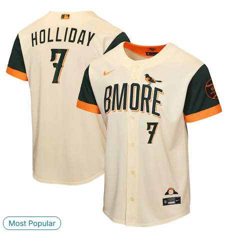 Men Baltimore Orioles #7 Holliday Cream Nike 2026 City Connect Stadium Jersey
